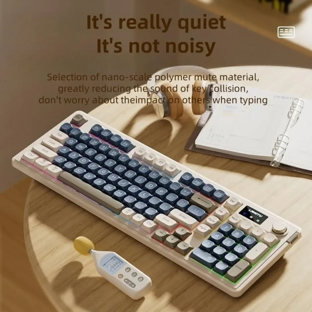 L98 96% Membrane Keyboard Tri-Mode RGB Backlights Rotary Knob + Screen Gasket Mo